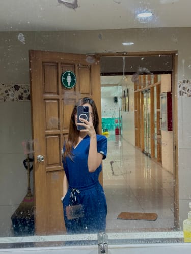 Customer photo review of 4-Pocket MoveTech® Scrub Top - Women / Navy