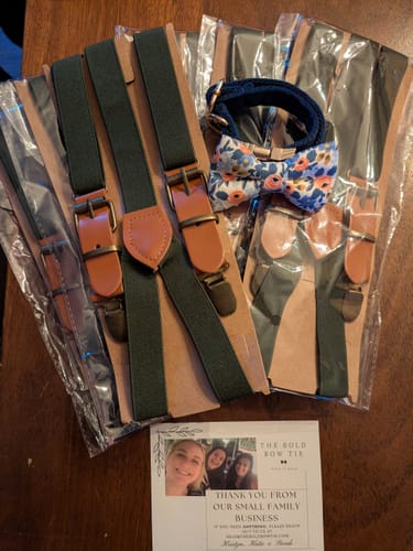 Customer photo review of Olive Green Suspenders with Buckles and Brass Clips