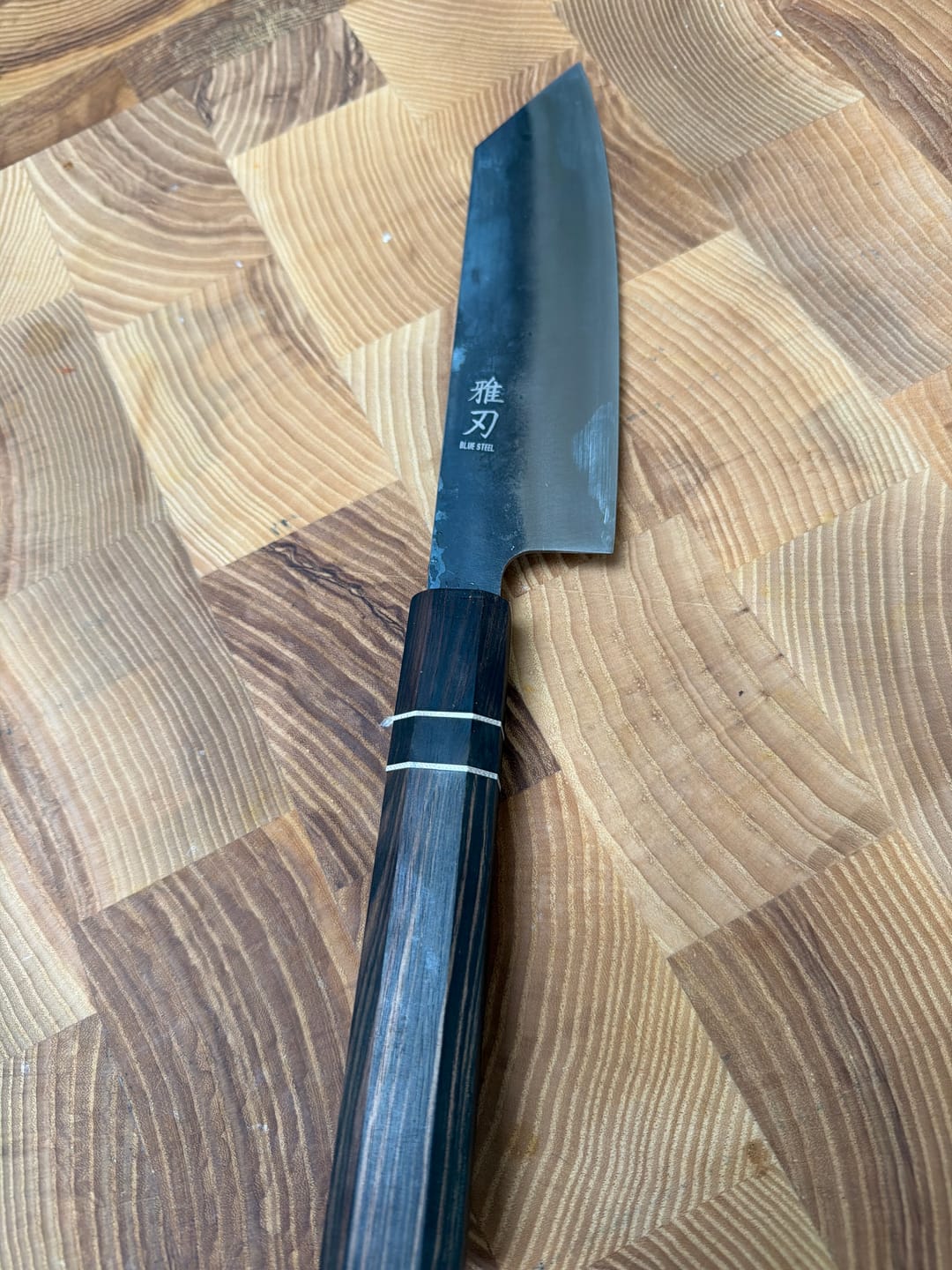 Customer photo review of Bunka Blue Steel Ebony Wood Handle