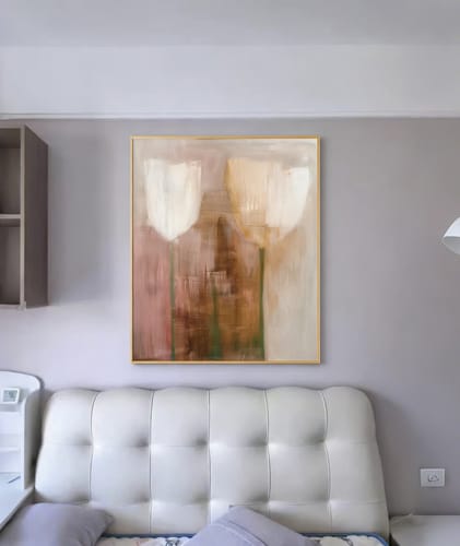 Customer photo review of Silent Tulip Elegance – Minimalist Abstract Floral Oil Painting