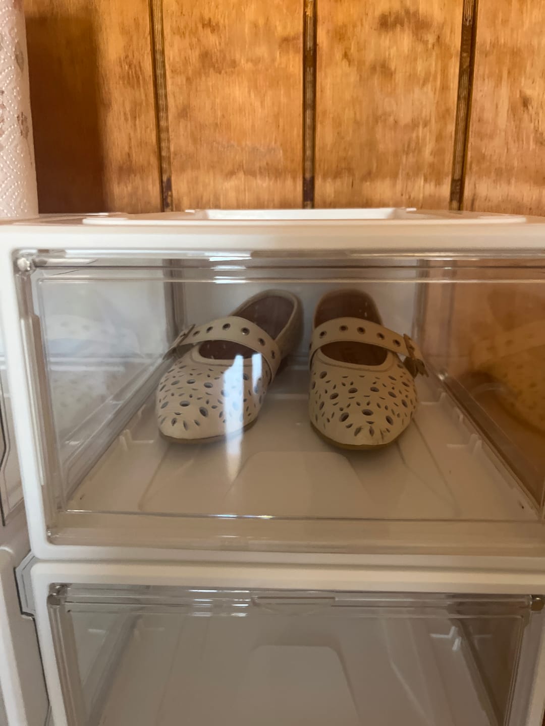 Customer photo review of Set 10 Cajas Organizadoras de Zapatos – Blanco Transparente | Apilables y de Fácil Armado