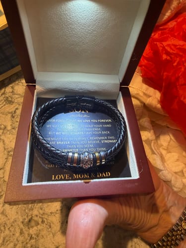 Customer photo review of Unique Gift for Son From Mom and Dad "You Are Love Beyond Measure" Braided Bracelet