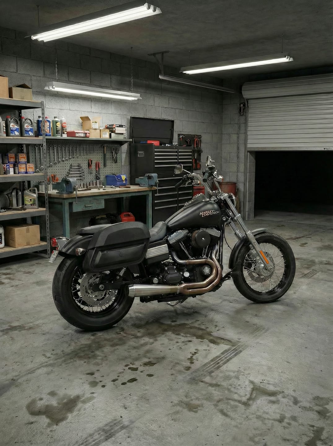 Customer photo review of 28L - Pantheon Medium Quick Mount Motorcycle Saddlebags For Harley Davidson Dyna Street Bob FXDB/I