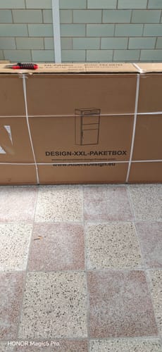 Customer photo review of XXL Paketbox mit Briefkasten | anthrazit - RAL7016 | personalisiert mit Edelstahl-Schildern