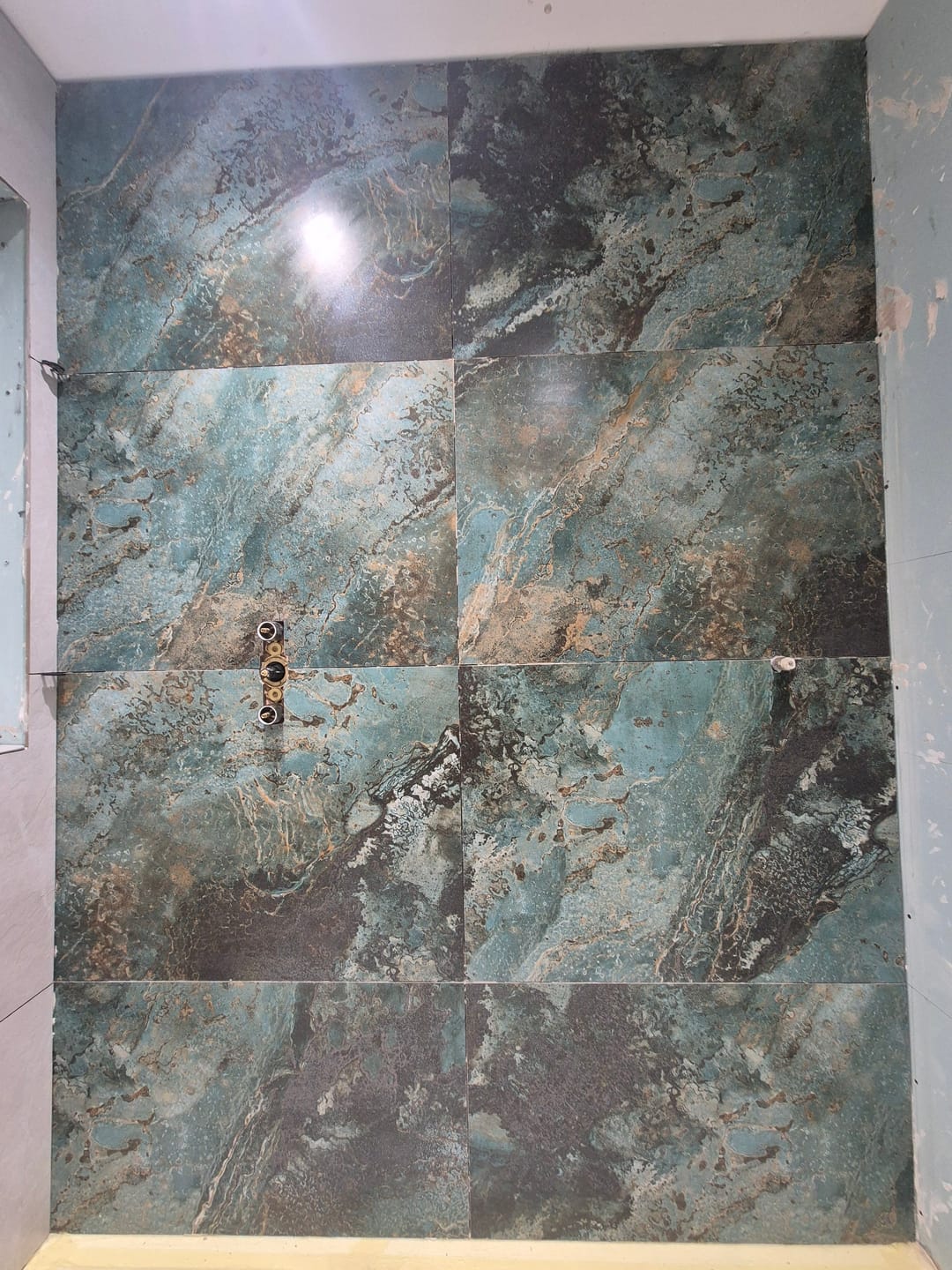 Customer photo review of Modesto Blue Green Patina Effect Porcelain Tile 60x120cm