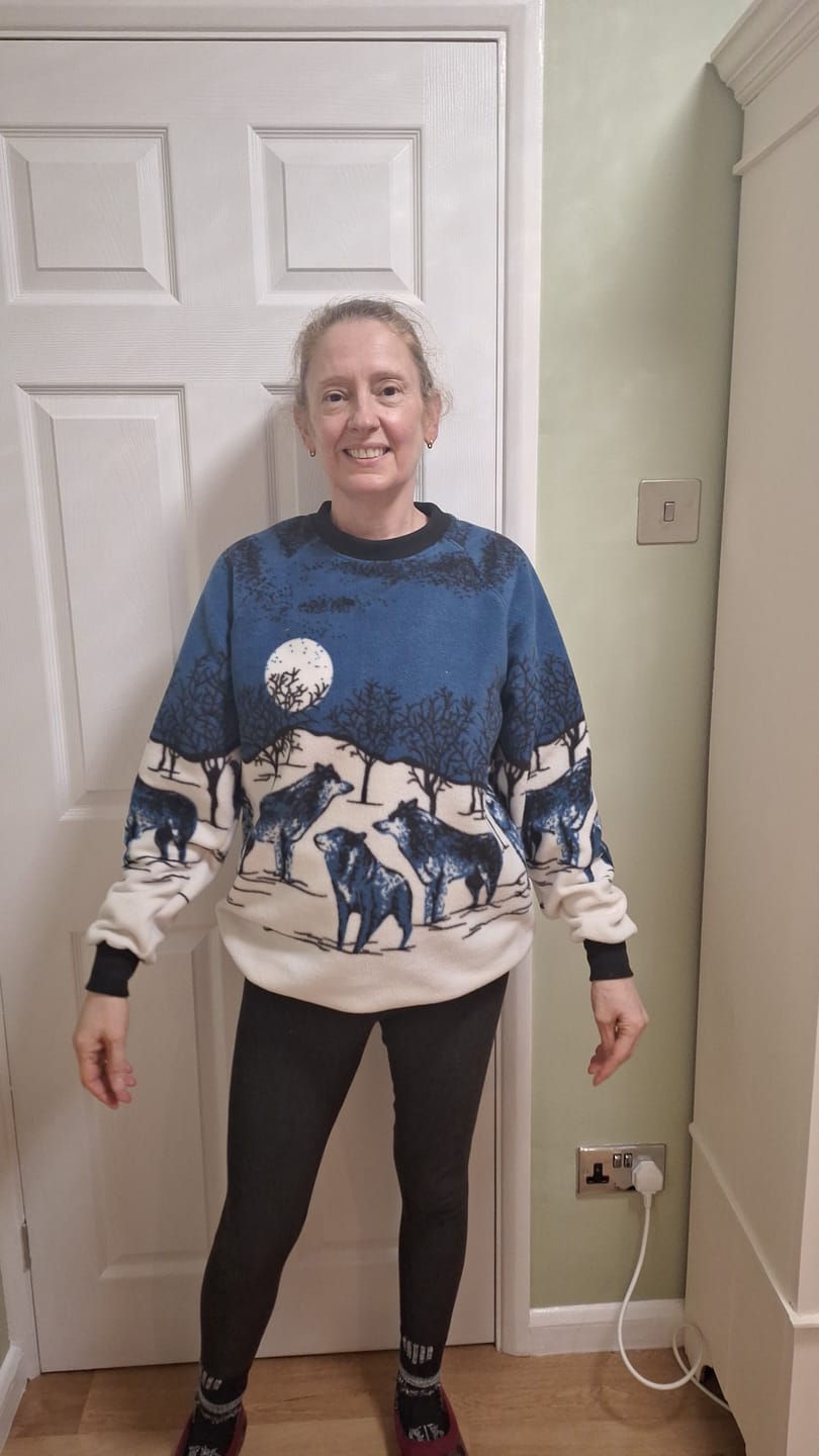 Customer photo review of Midnight Wolf Anti Pill Polar Fleece Fabric