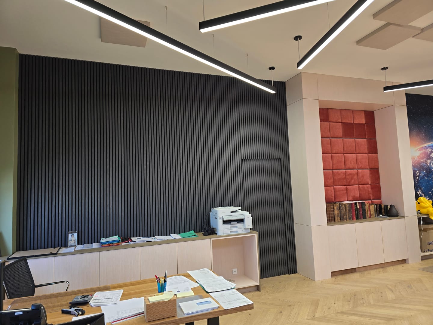 Customer photo review of Panneau Acoustique Bois Noir 260 - Tasseaux En Bois Noir