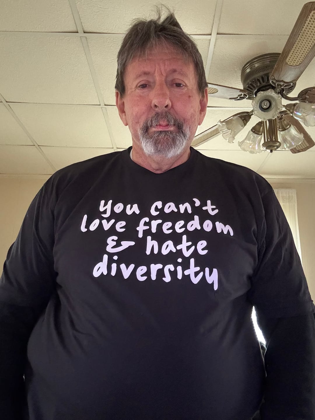 Customer photo review of You Can’t Love Freedom and Hate Diversity Unisex Tee