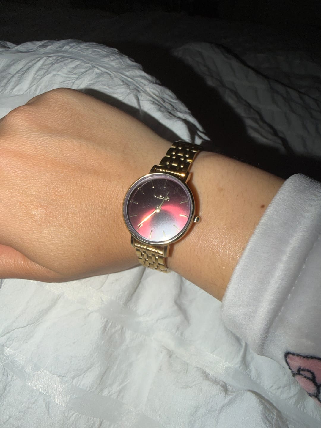 Customer photo review of Ruby Petite Gold Burgundy