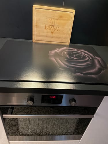 Customer photo review of Inductiebeschermer - Bloemen - Roos - Zwart