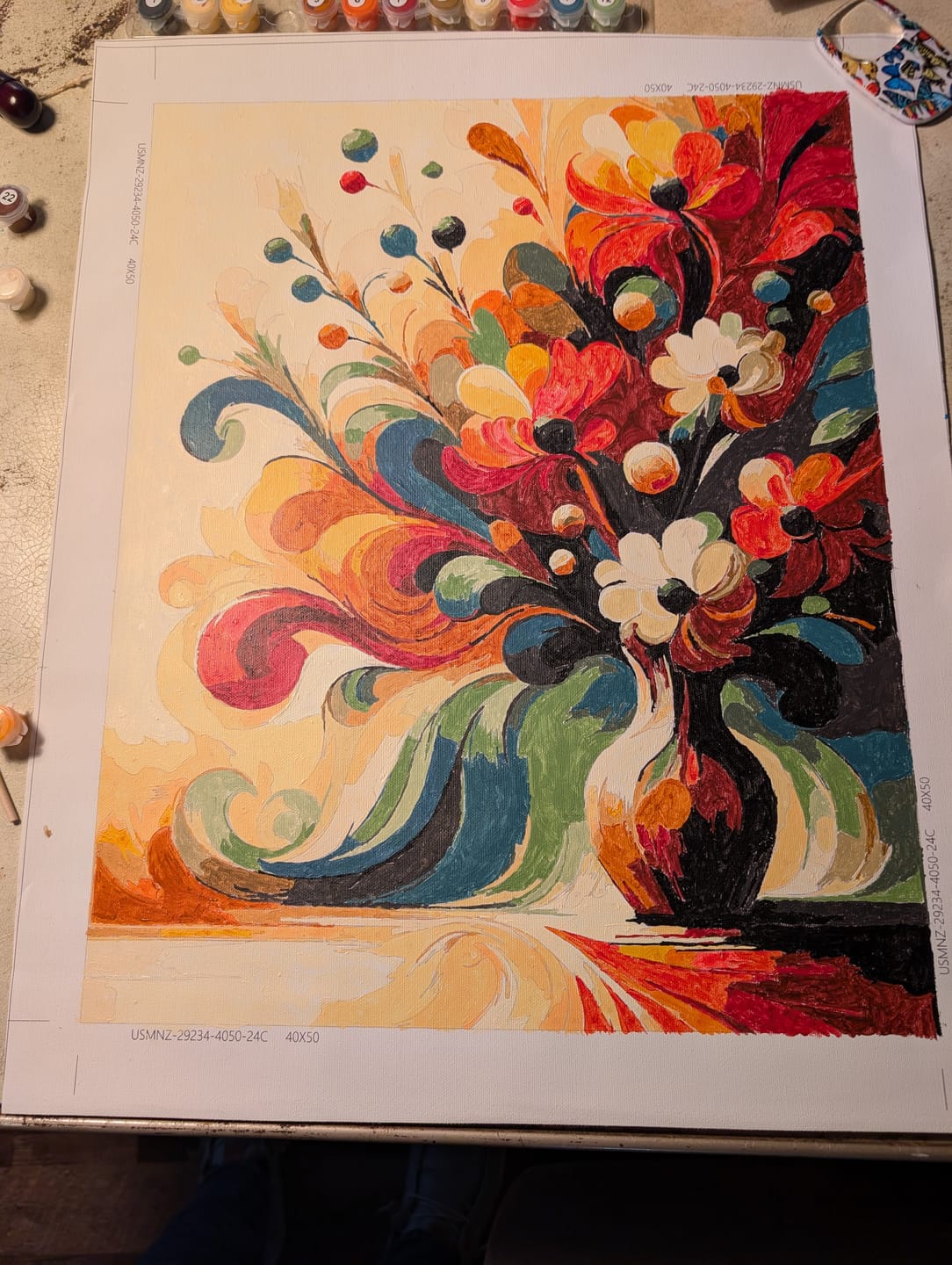Customer photo review of Flower vase, Abstract - Paint by Numbers