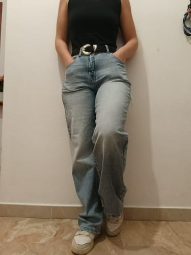 Customer photo review of Jeans Savage Chic con tasca rosa brillantinata