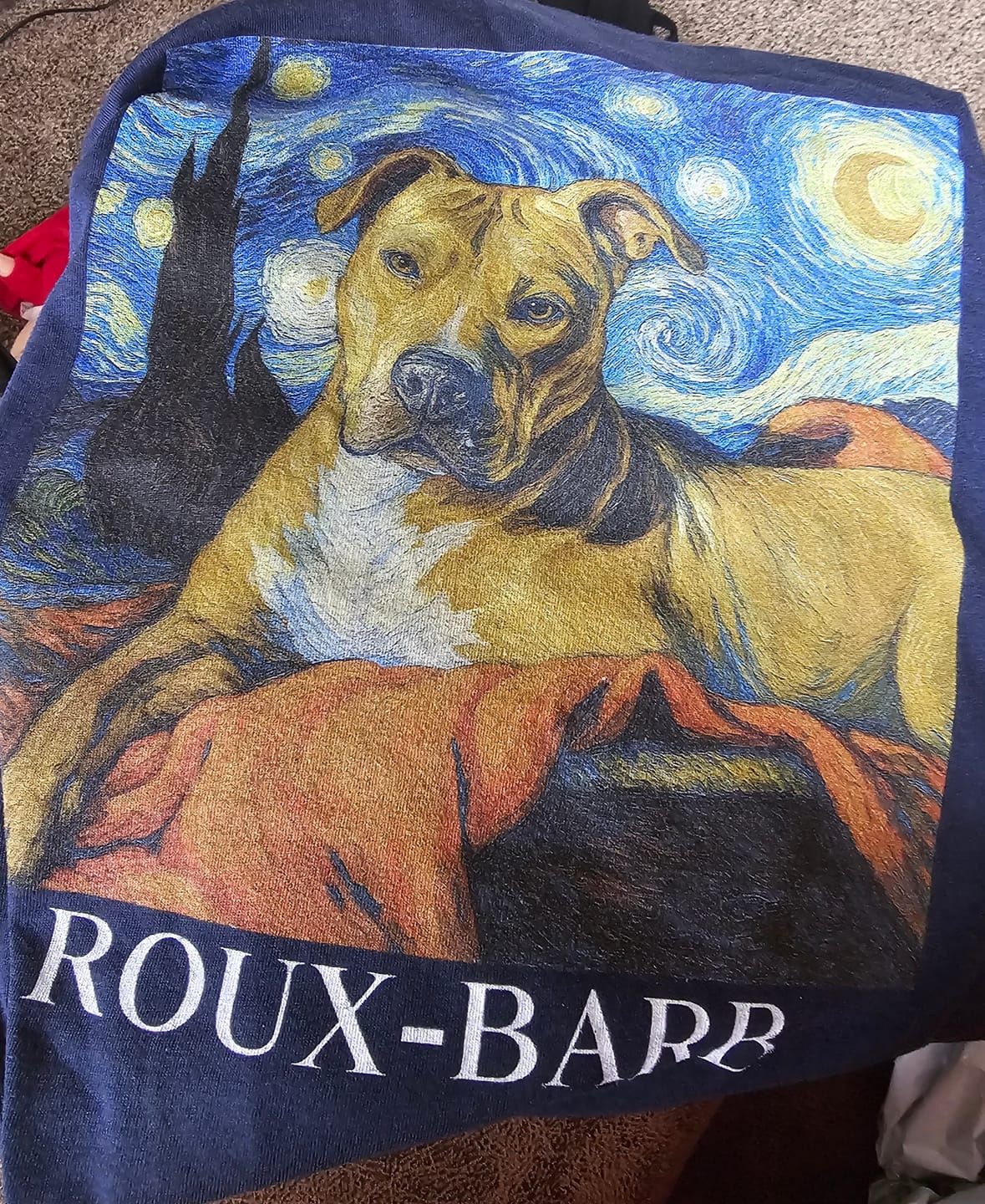 Customer photo review of Custom Pet T-shirt for Women - Van Gogh Painting Style