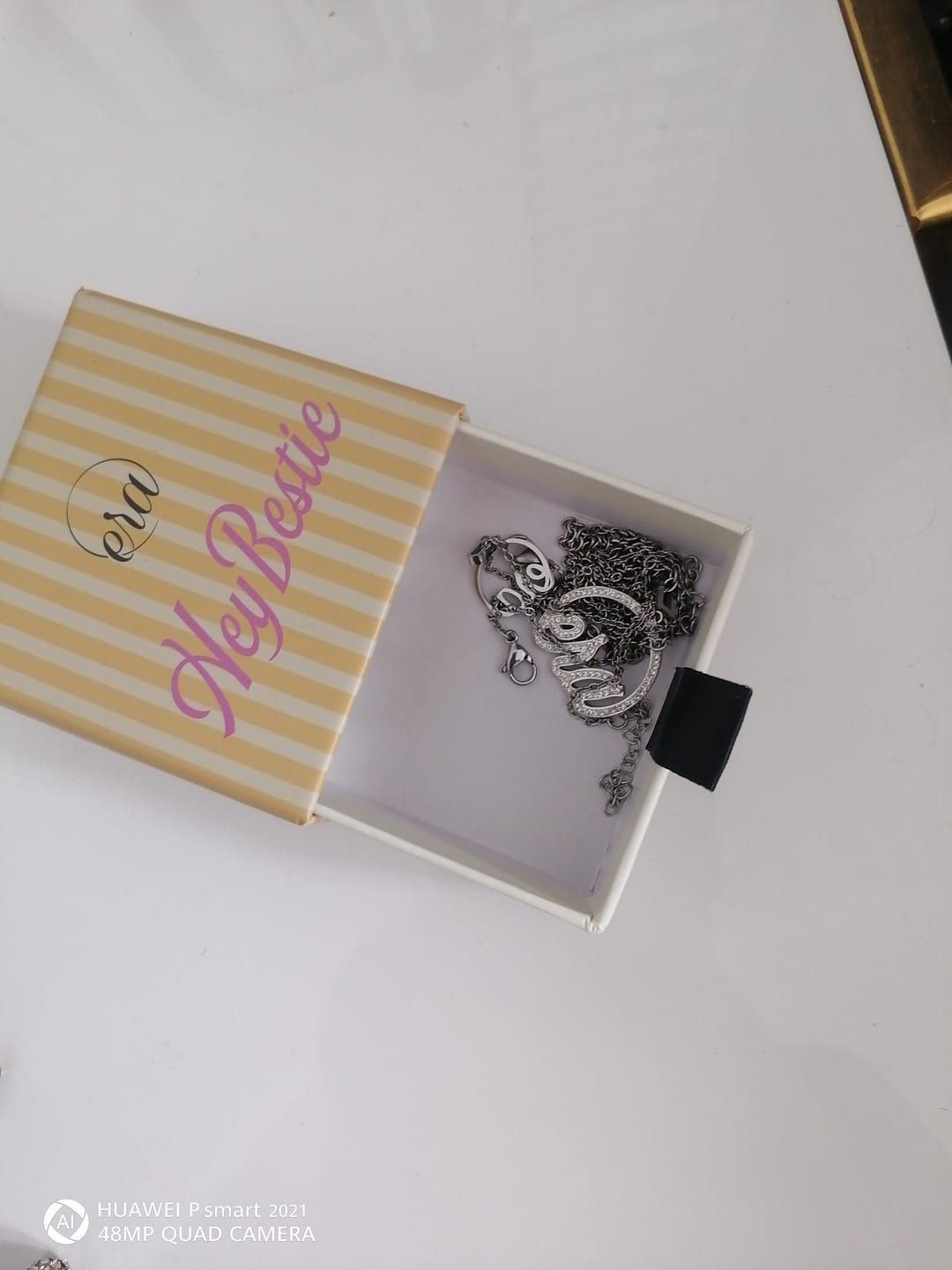 Customer photo review of Silver Precious Logo Necklace