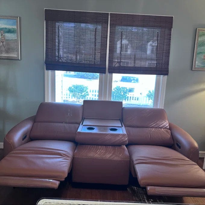 Customer photo review of AeroStretch Power Zero Wall Hugger Reclining Sofa with Drop Down Table Tray