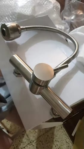 Customer photo review of Vanern - Wall Mounted Dual Hole Kitchen Faucet Lead Free Hot Cold Water Mixer Tap Stream Spray Bubbler 360 Rotation Flexible Pipe Control