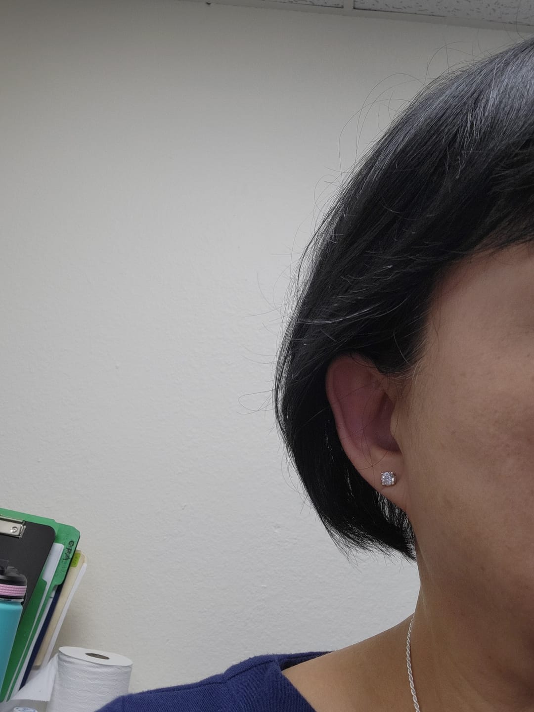 Customer photo review of Round Moissanite Stud Earrings