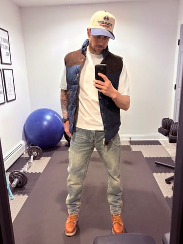 Customer photo review of Casual Straight Tapered Jeans