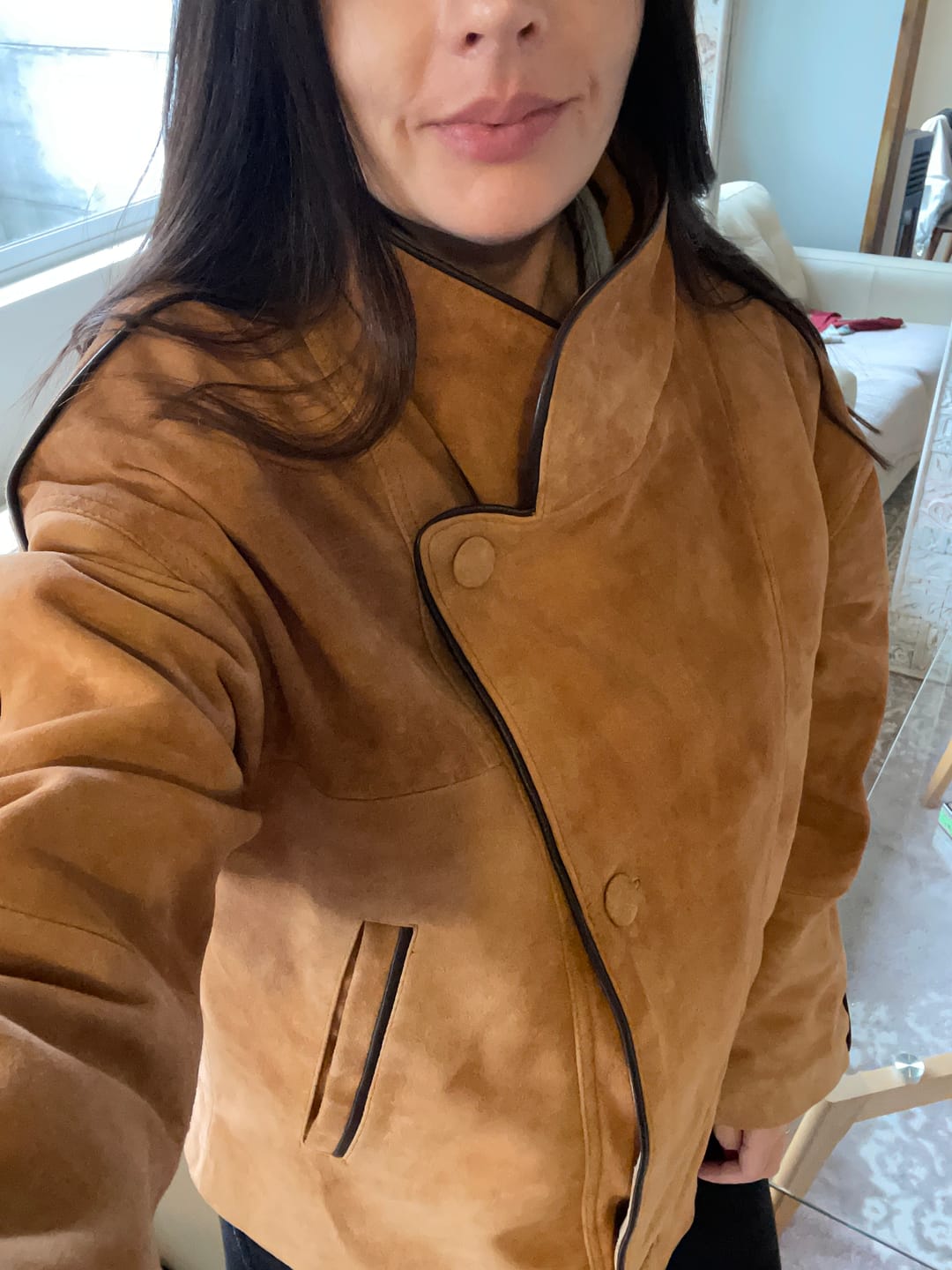 Customer photo review of Pre-compra Chaqueta Gamuza Puglia Light Camel Oversize