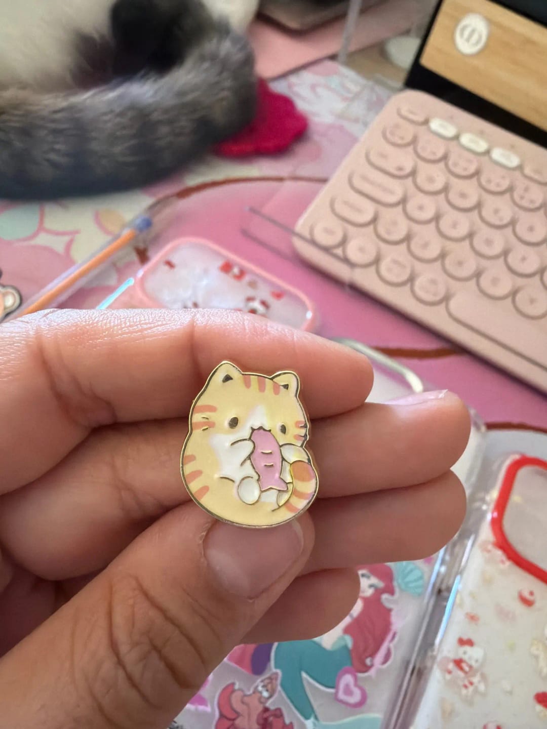 Customer photo review of Cute Tiny Cat Enamel Pins