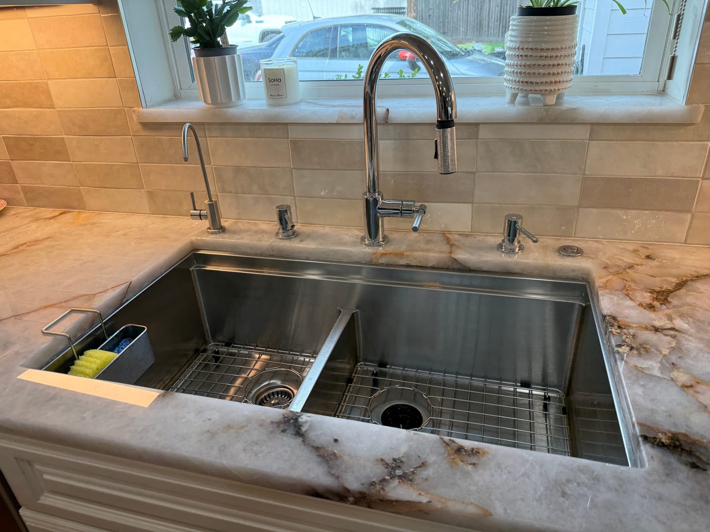 Customer photo review of 34" Undermount Workstation Sink – 16 Gauge Stainless Steel Double Bowl – Reversible – Seamless Drain (5LD34C)