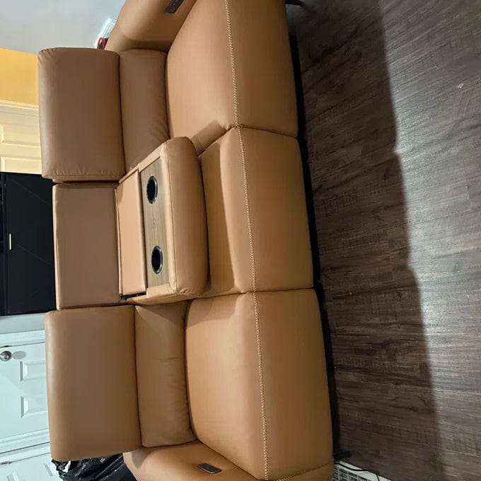 Customer photo review of AeroStretch Power Zero Wall Hugger Reclining Sofa with Drop Down Table Tray