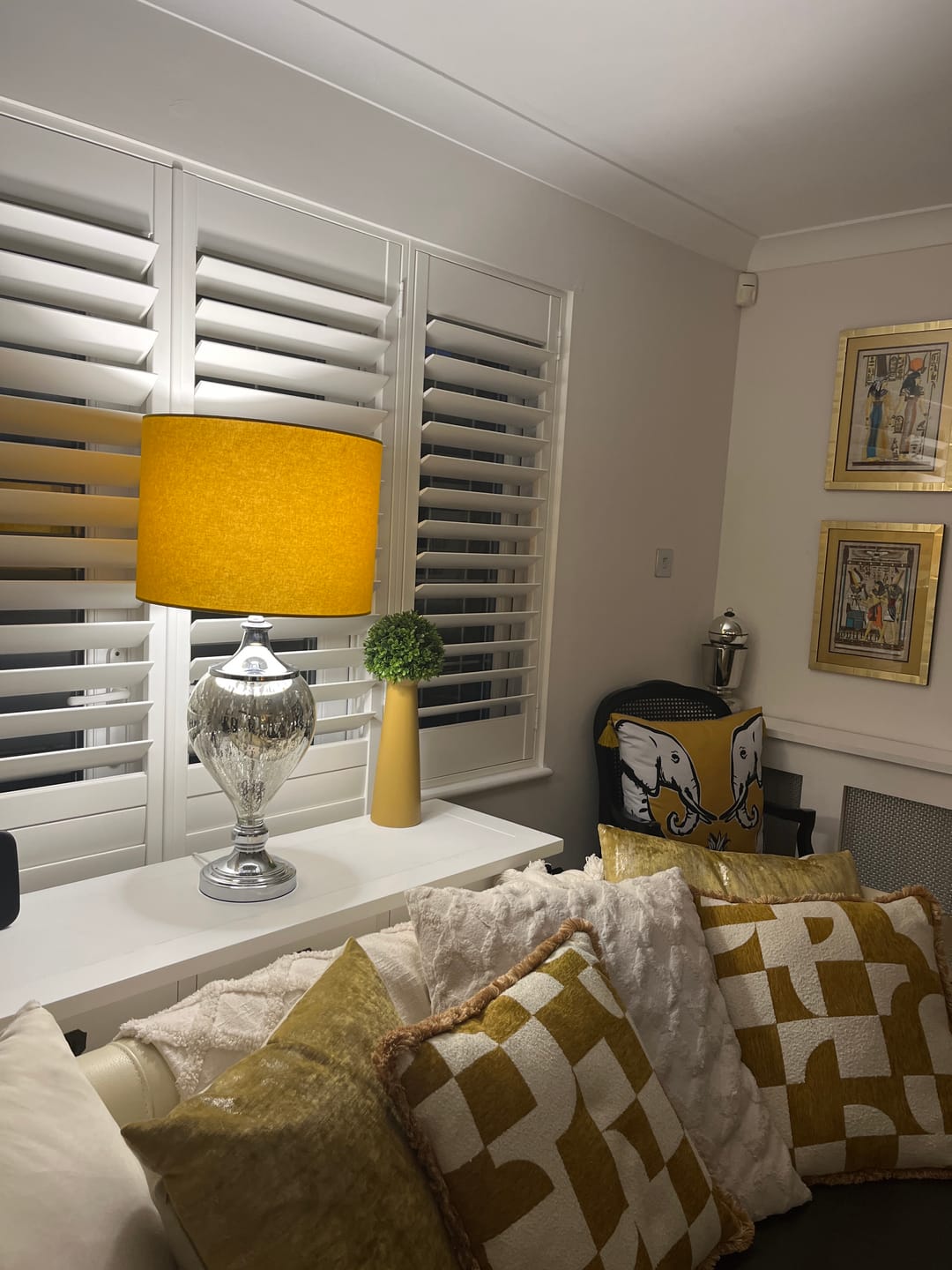 Customer photo review of Mustard Gold Handmade Lampshade with 100% cotton fabric