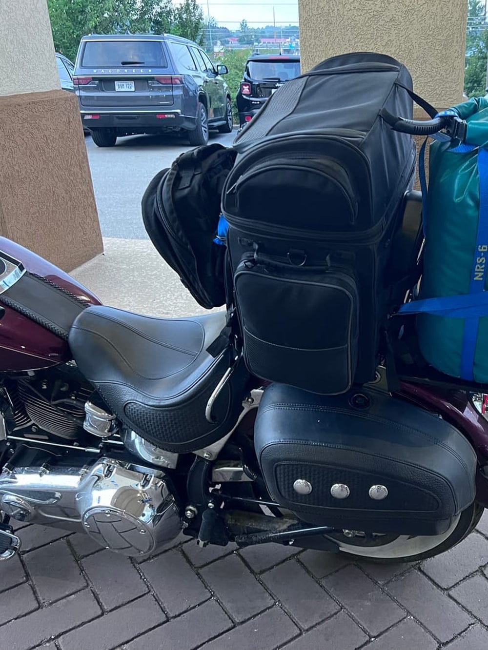 Customer photo review of 57L - Voyage Premium XL Motorcycle Sissy Bar Bag for Harley Davidson