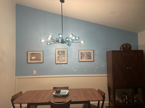 Customer photo review of 15-Light Branch Blue Glass Globe Bubble Chandelier