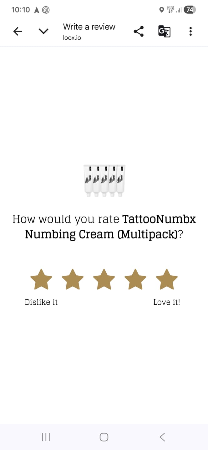Customer photo review of TattooNumbx Numbing Cream (Multipack)