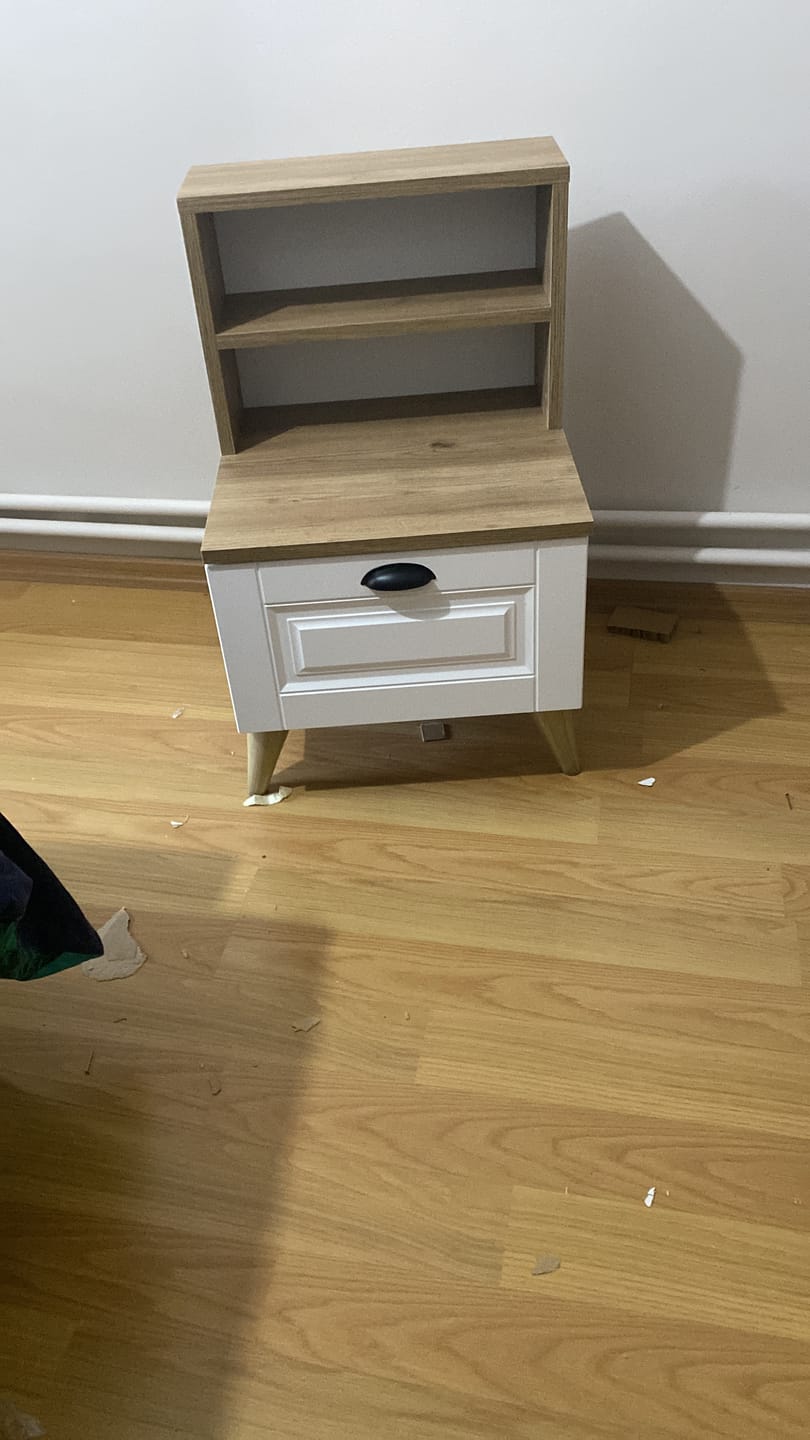 Customer photo review of Rani BD105 Komodin 2 Raflı Membran Çekmeceli Komodin Sepet Ceviz - Beyaz