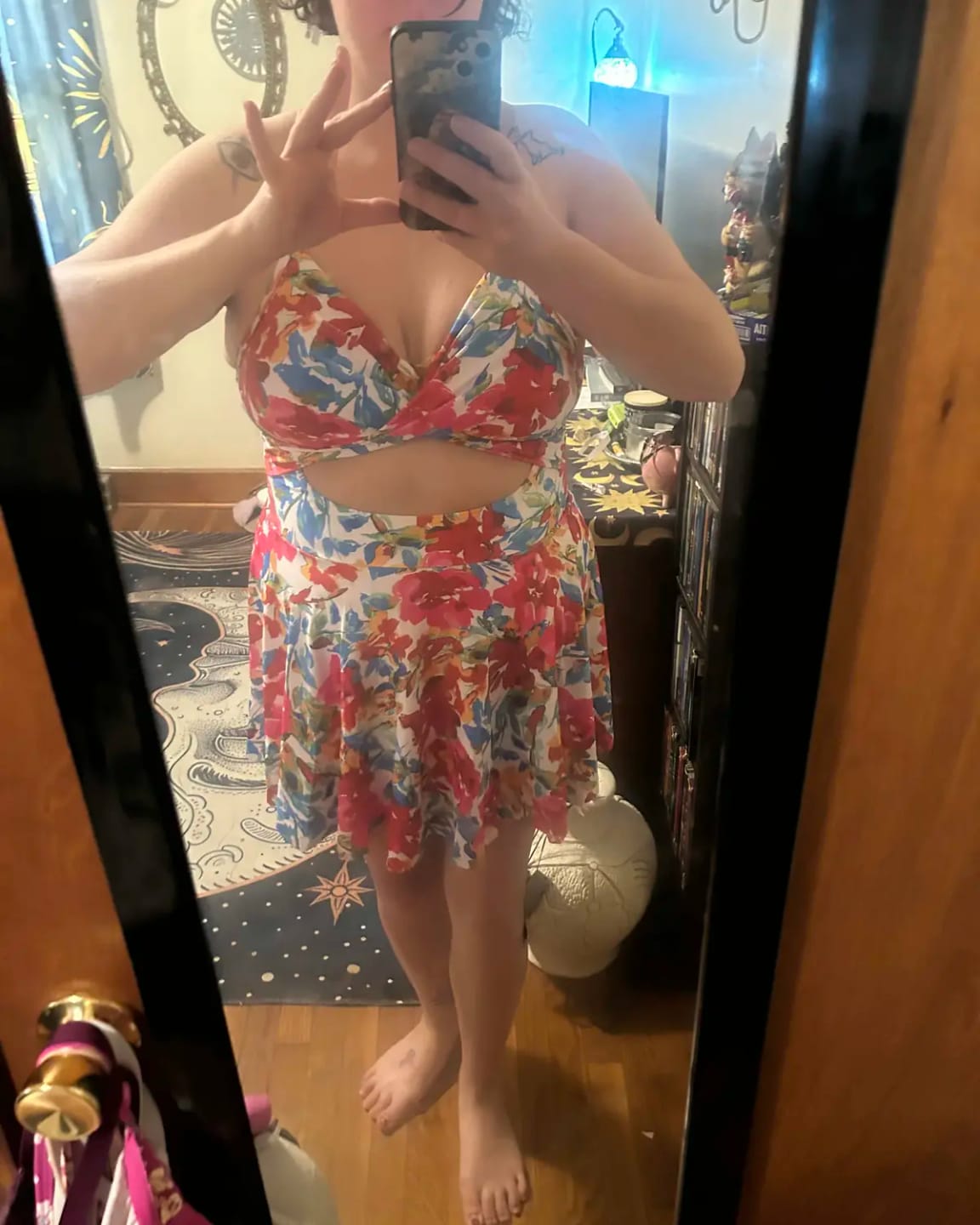 Customer photo review of High Waist Cutout One Piece  Tummy Control Swimdress