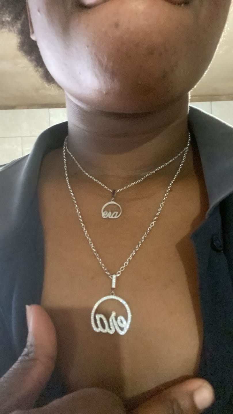 Customer photo review of Silver Precious Logo Necklace