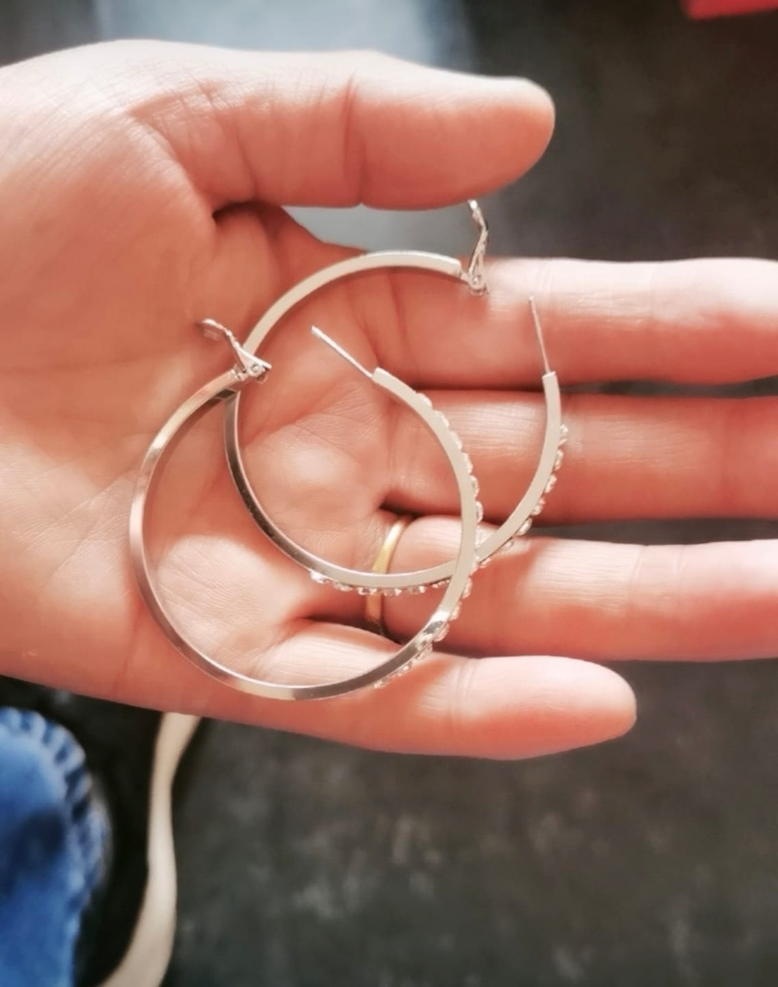 Customer photo review of Cobalt Earrings