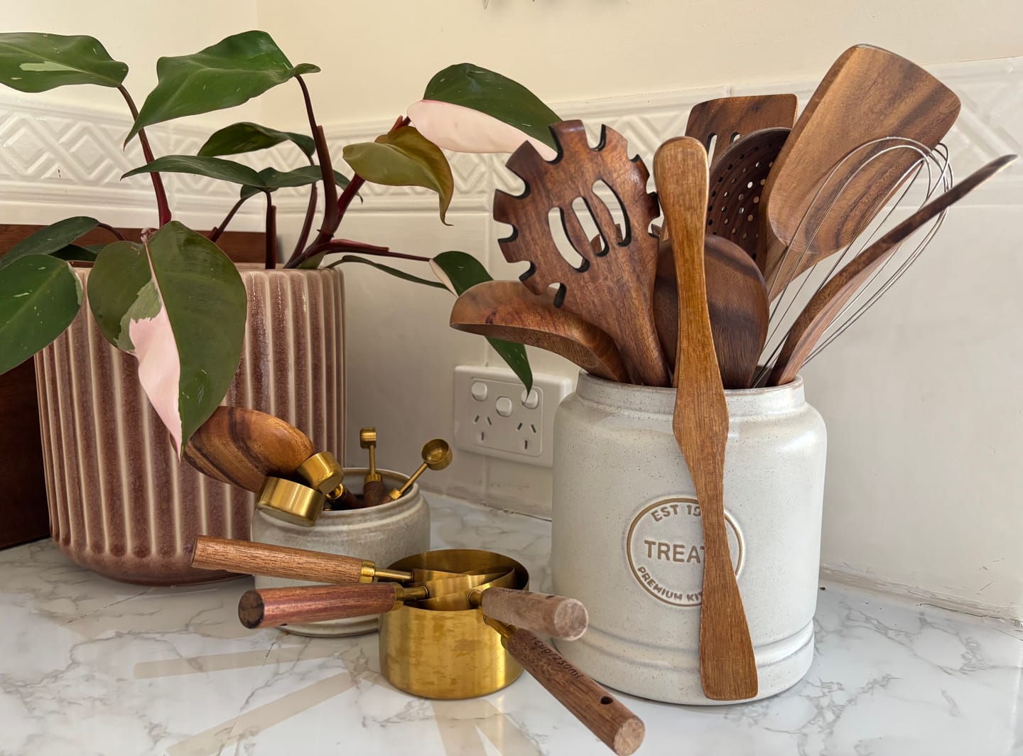 Customer photo review of PurePantry™️ - Natural Acacia Wood & Copper Plated Measuring Set