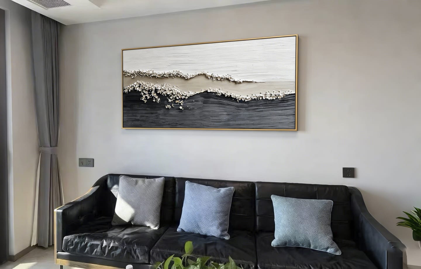Customer photo review of Waves of Serenity – Hand-Painted Textured Ocean Canvas Art