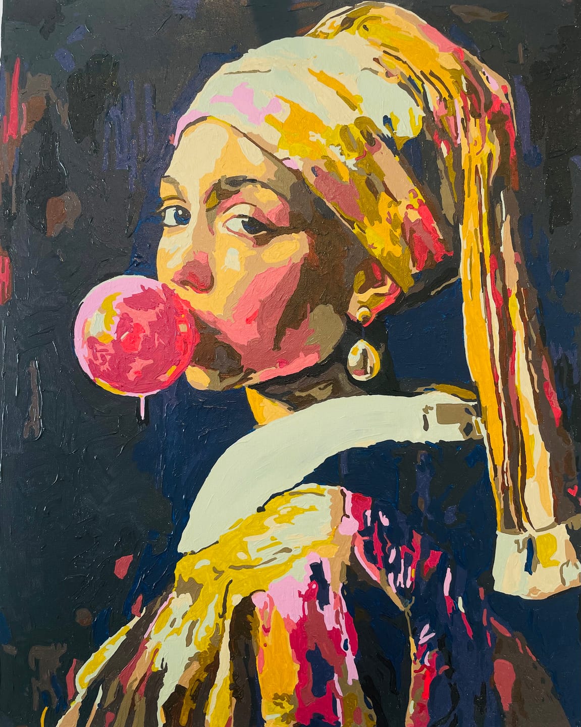 Customer photo review of Girl with a pearl earring Bubblegum | Paint by Numbers