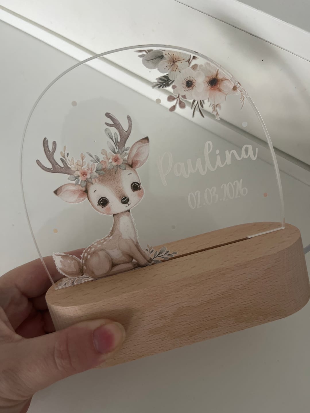 Customer photo review of Nachtlicht Kinder personalisiert - Baby Reh