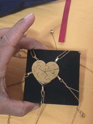 Customer photo review of Custom Puzzle Heart Necklace