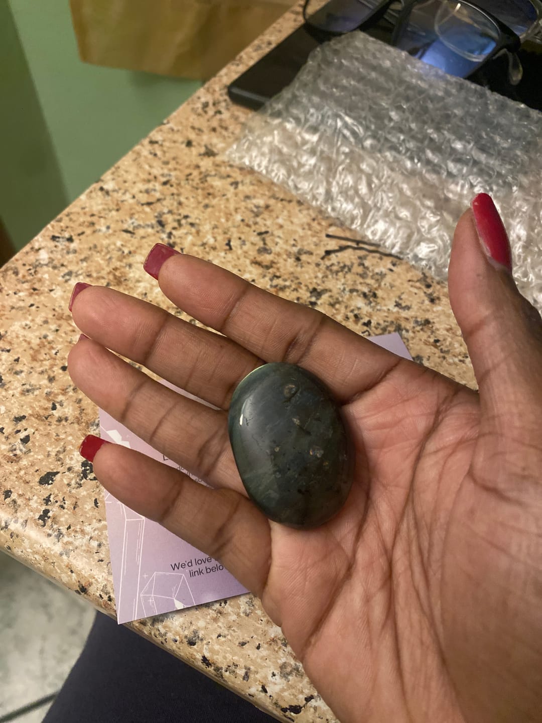 Customer photo review of Labradorite Pocket Stone