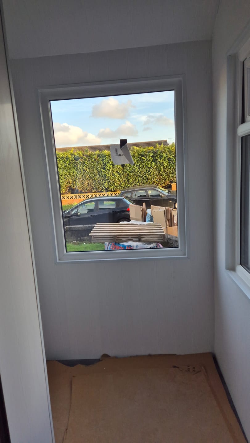 Customer photo review of 8mm White Wood Matt Bathroom Wall & Ceiling Panel 2.6M