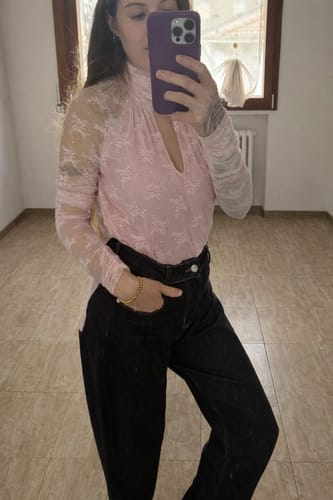 Customer photo review of Jeans Baloon con tasche rosa brillantinate