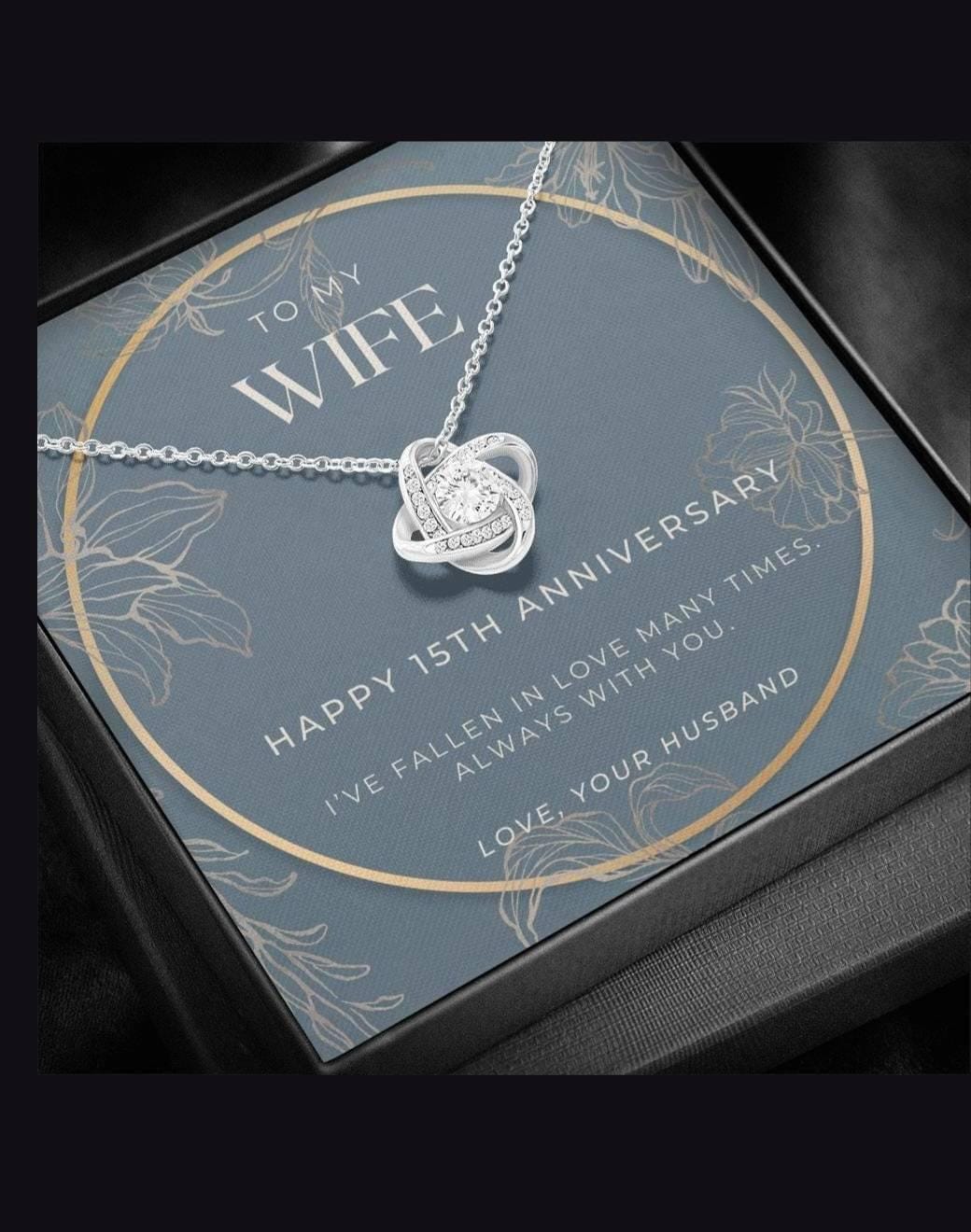 Customer photo review of 15 Year Anniversary Gift for Wife | Love Knot Necklace