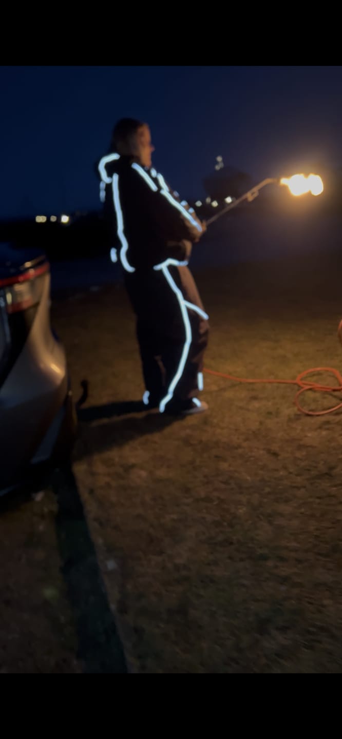 Customer photo review of Women's Off White Retro Track Reflective Piping Baggy Snow Pants