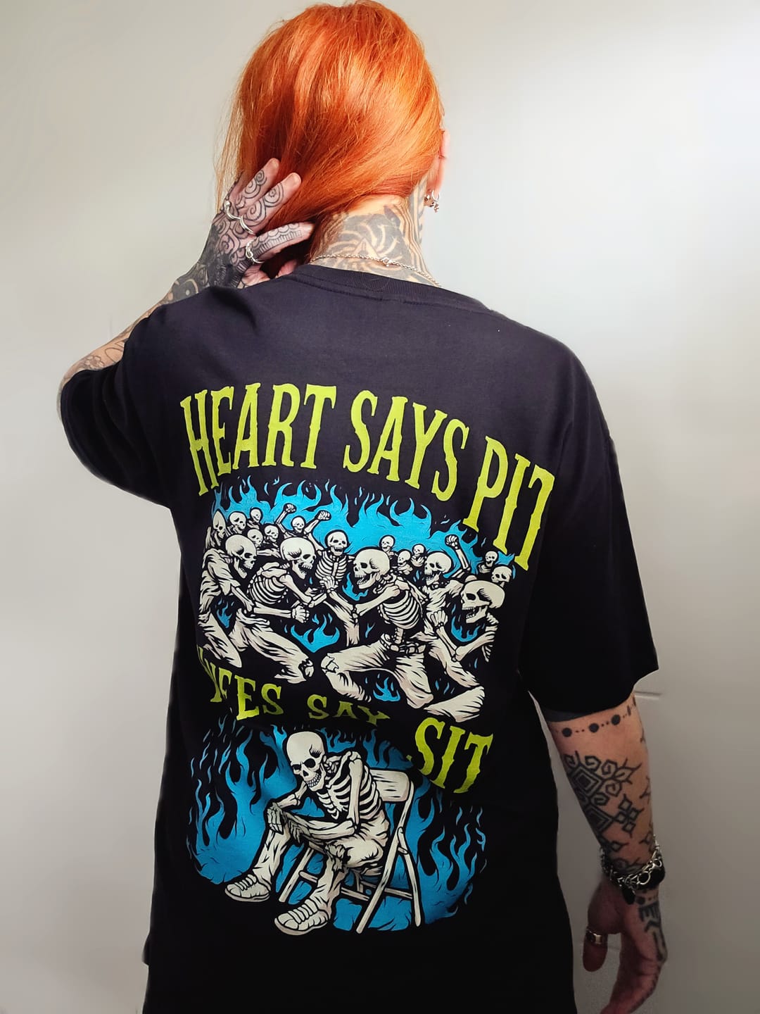 Customer photo review of 'HEART SAYS PIT, KNEES SAY SIT' TEE