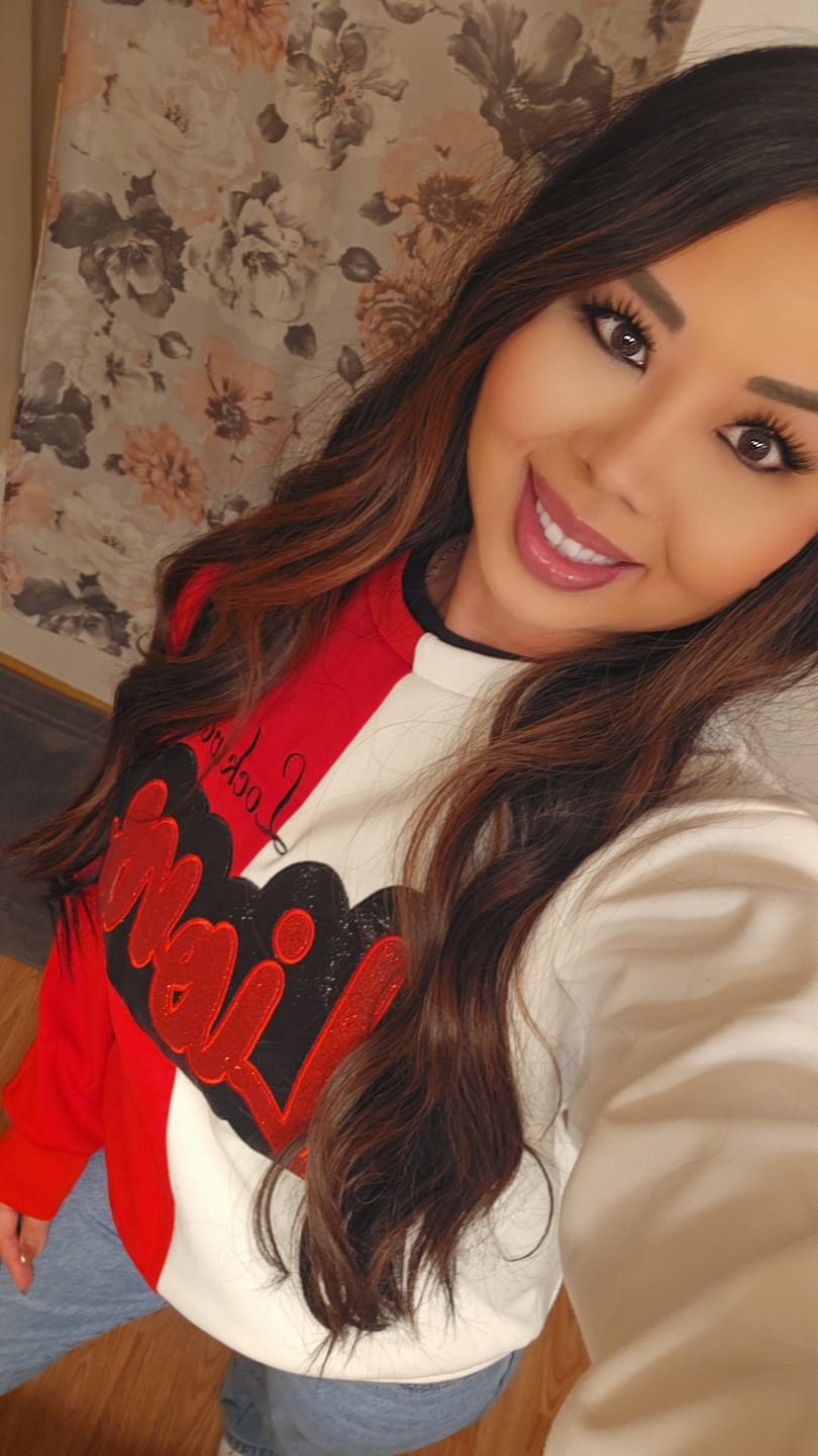 Customer photo review of Custom Glitter Team Mascot Two Tone Embroidered Sweatshirt For Game Day