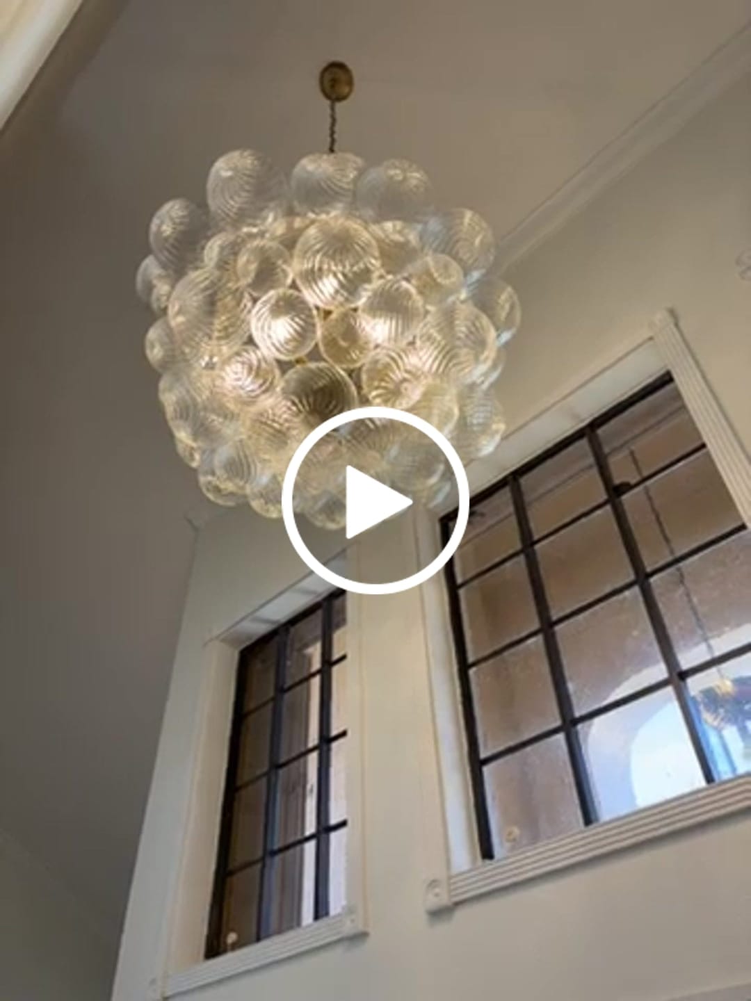 Customer video review of Brass Cluster Ribbed Glass Globe Bubble Chandelier