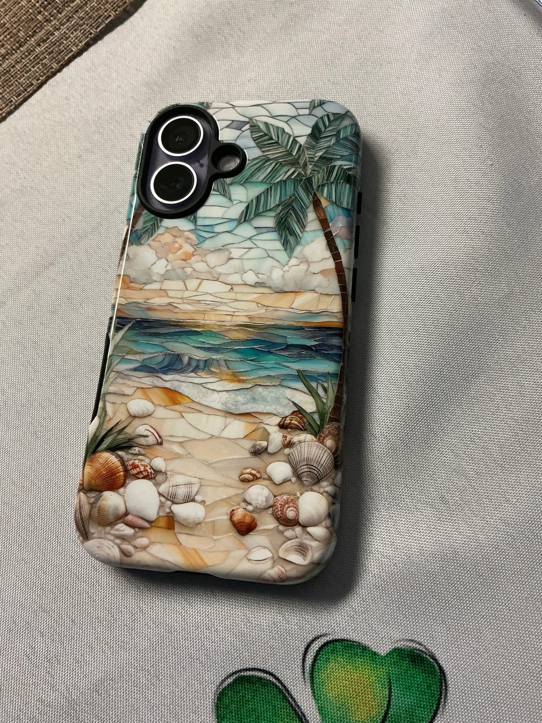 Customer photo review of Enchanting Beach Stained Glass Mosaic Design iPhone Case