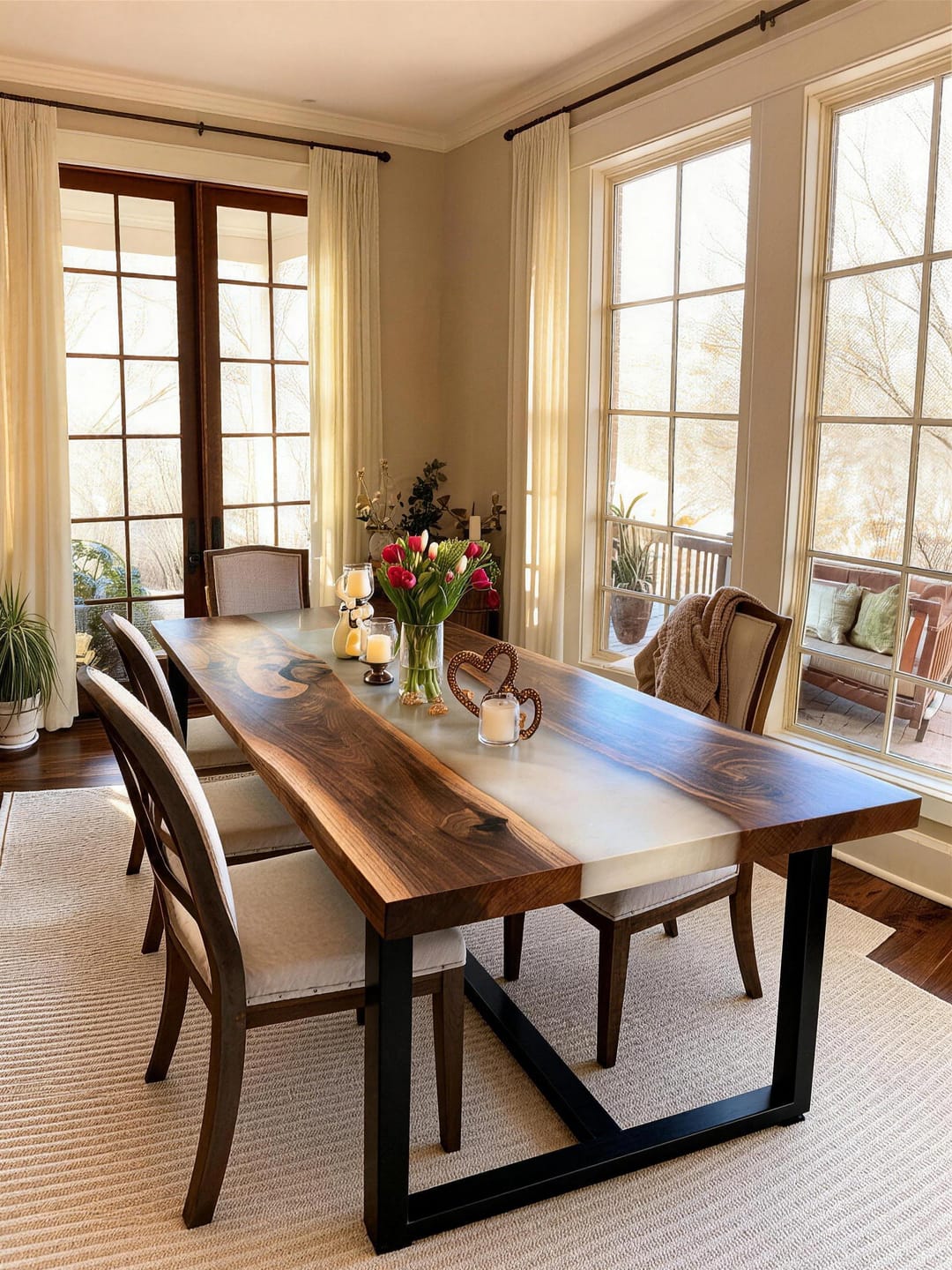 Customer photo review of Premium Custom Black Walnut White Epoxy Resin Dining & Conference Table - A96