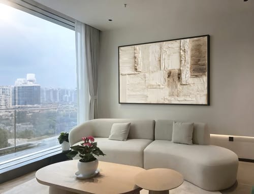 Customer photo review of Quiet Geometry  – Textured Abstract Wall Art for Modern Interiors